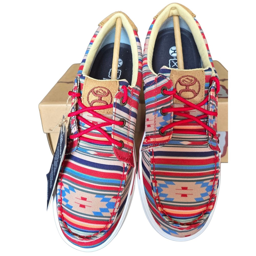 Twisted X WHYCO18‎ Multi-Color Aztec Serape Pattern Canvas Boat Shoes Women's 8M - Picture 4 of 9